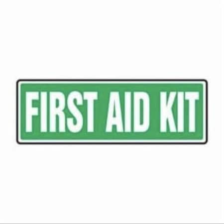 Accuform First Aid Sign, Legend FIRST AID KIT, 6 mil Adhesive DuraVinyl, 4 in Height, 12 in Width MFSD554XV